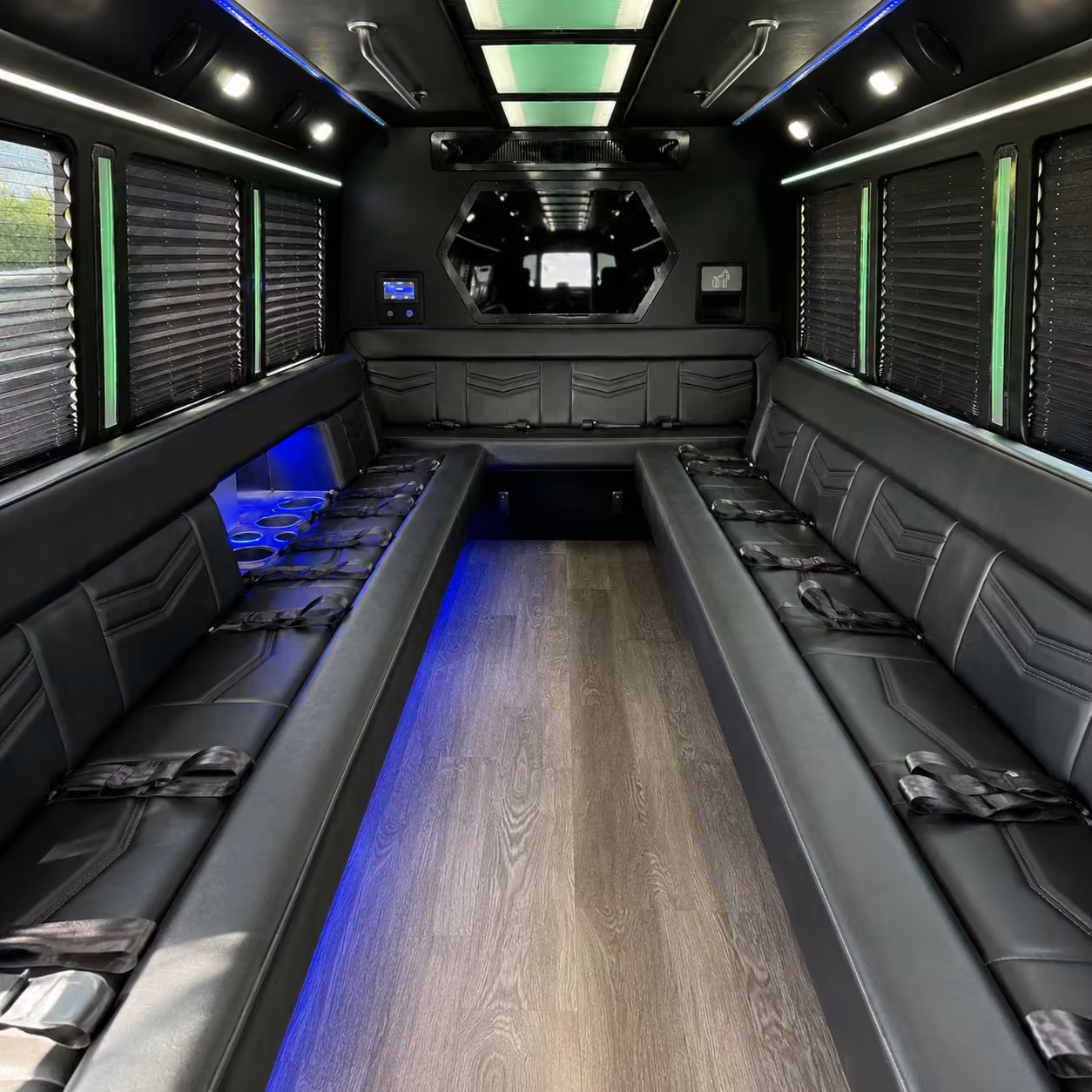 18 passenger party bus inside